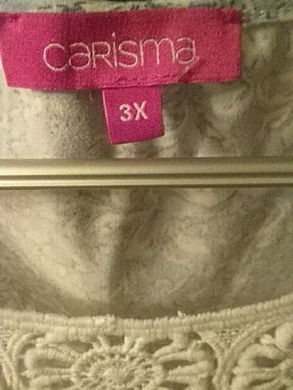 Carisma Pale Blue Nightgown White Crochet Lace Yoke 3X - Picture 2 of 7